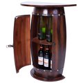 Vintiquewise Wooden Wine Barrel Console, Bar End Table Lockable Cabinet QI003403L